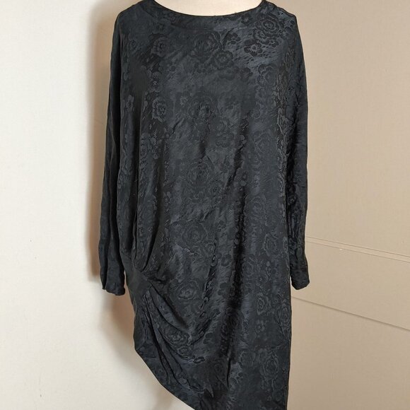 Lagenlook Silk Jacquard Vintage Tunic Top  Point of View Collection Ruching 14 - Picture 9 of 9